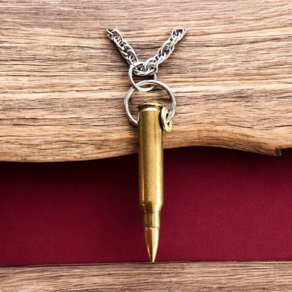 Hand Crafted Silver and Gold Bullet Necklace